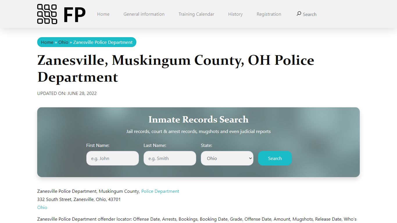 Zanesville, OH Police - City Jail Inmates, Arrests