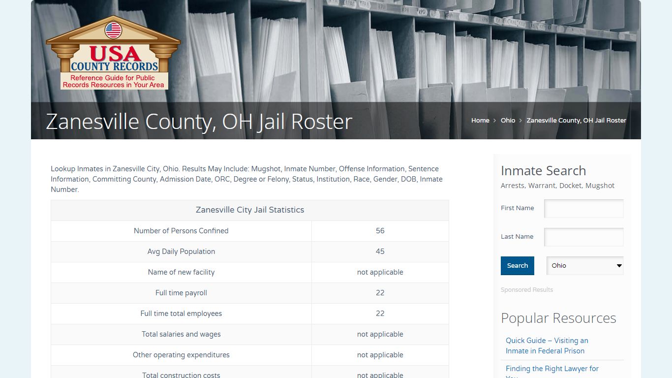 Zanesville County, OH Jail Roster | Name Search